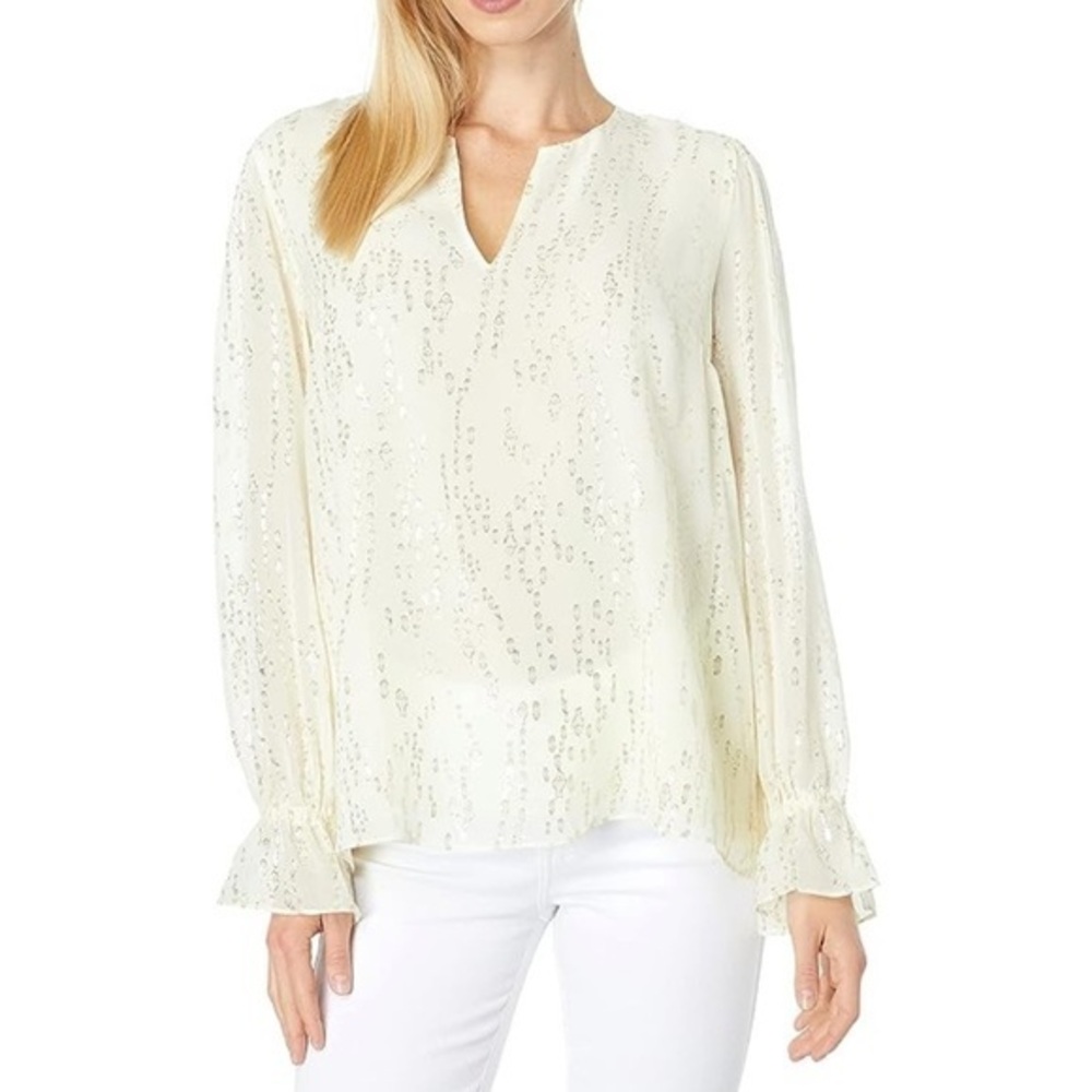 Lilly Pulitzer Ellarey cream silk top, size medium